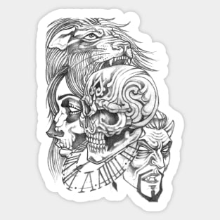 Skull Head Girl Tiger and the Devil Sticker